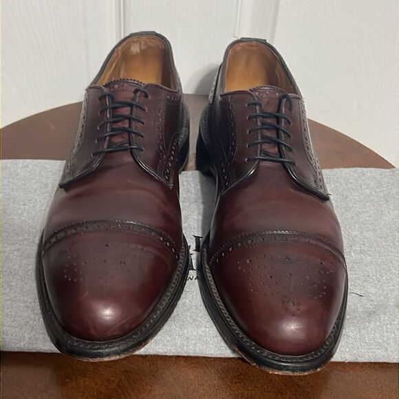 🔥🔥 ALLEN EDMONDS Lexington Burgundy Ox Blood Cap-Toe Oxford Shoes Sz 9.5C -EUC - Picture 4 of 12